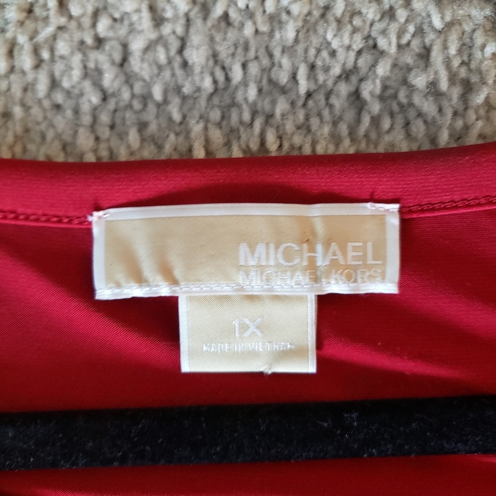 MICHAEL Michael Kors Plus Size Red Midi Belt Dress - Picture 6 of 8